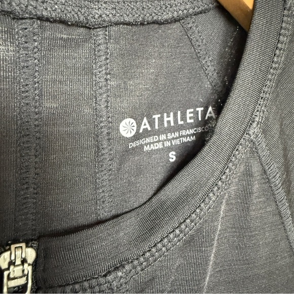 Athleta Women's Pacifica Black Short Sleeve 1/4 Zip Tee S UPF Casual Activewear - Picture 6 of 7